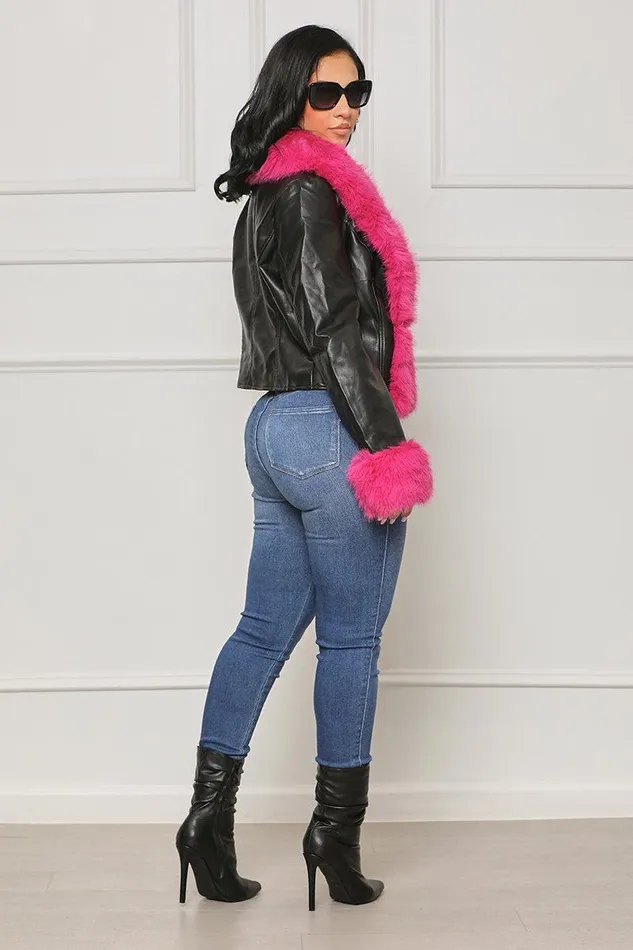 Lilly039s Kloset Jackets and Coats Women Extra Attention Faux Fur Coat Pink Multi FINAL SALE