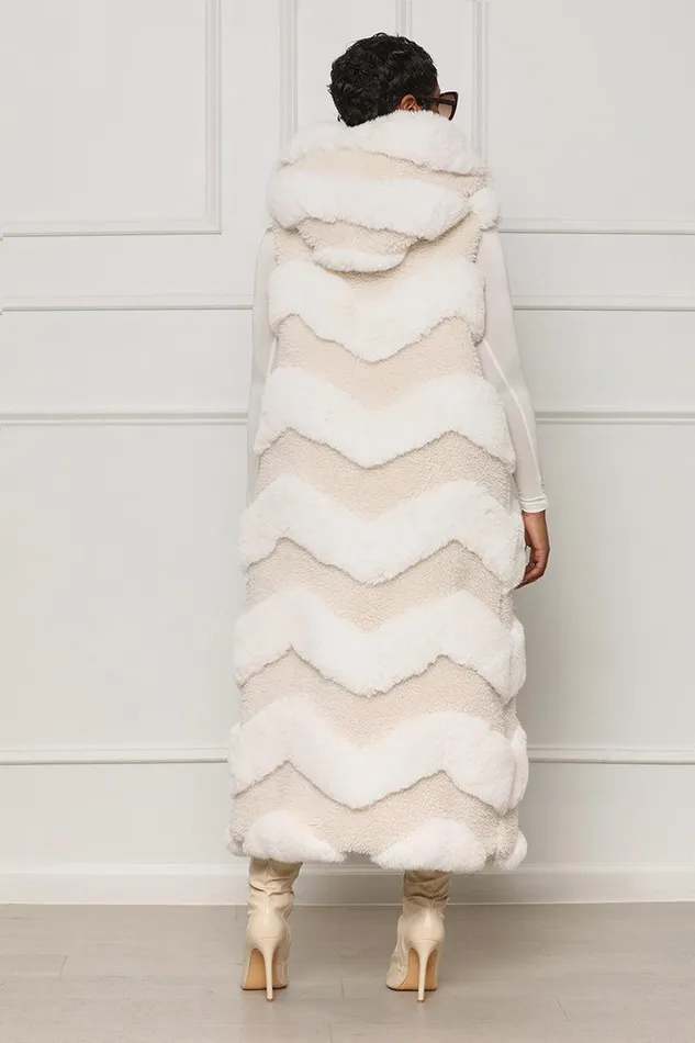 Lilly039s Kloset Jackets and Coats Women Winter Hues Longline Faux Fur Vest Cream FINAL SALE