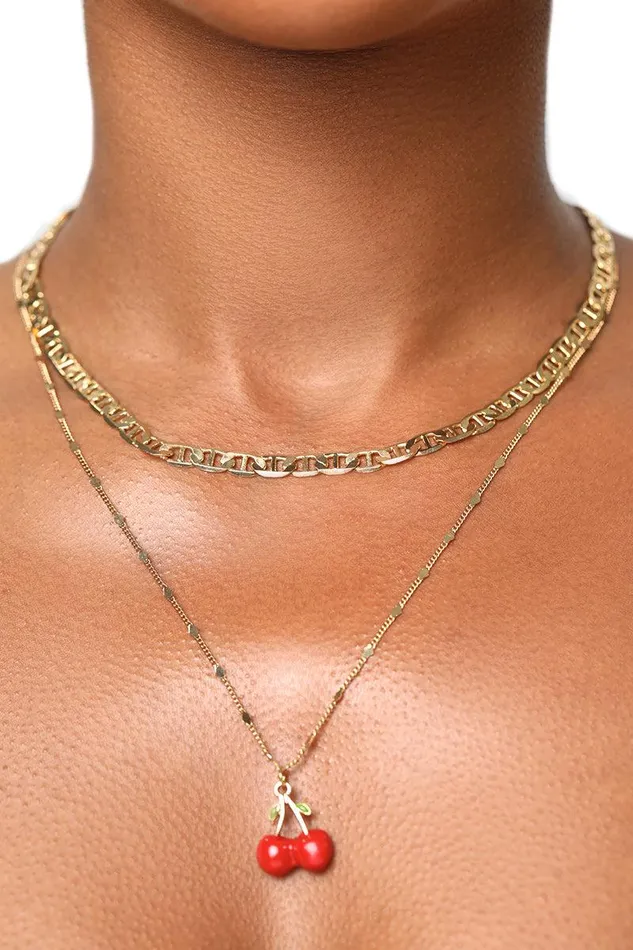 Lilly039s Kloset Jewelry Women Cherry Popped Layered Necklace Gold Multi