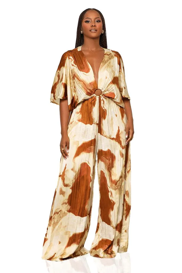 Lilly039s Kloset Jumpsuits and Rompers Women Caramel Sunday Marble Jumpsuit