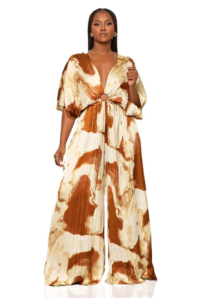 Lilly039s Kloset Jumpsuits and Rompers Women Caramel Sunday Marble Jumpsuit