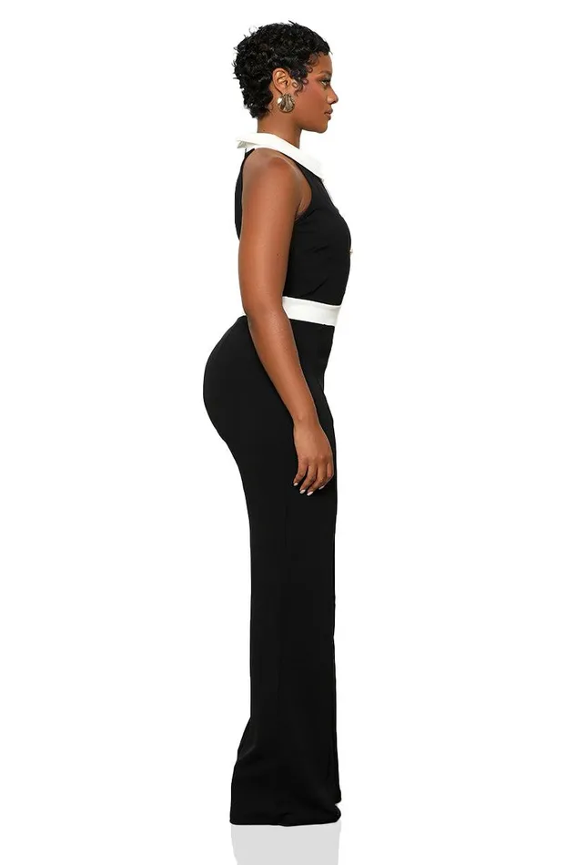 Lilly039s Kloset Jumpsuits and Rompers Women Classic Tuxedo Jumpsuit Black Multi