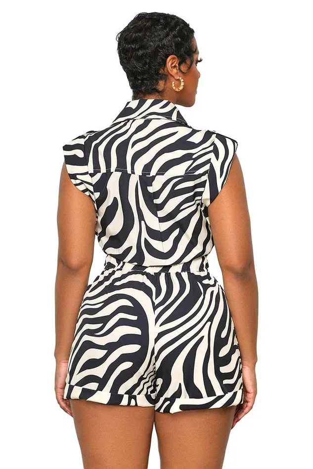 Lilly039s Kloset Jumpsuits and Rompers Women In The Wild Striped Romper Black Multi
