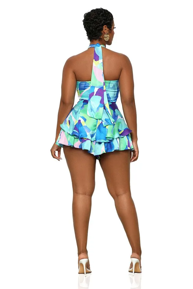 Lilly039s Kloset Jumpsuits and Rompers Women Ride The Wave Romper Blue Multi