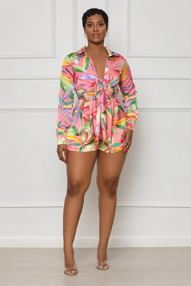Lilly039s Kloset Jumpsuits and Rompers Women Spring Fling Romper Pink Multi