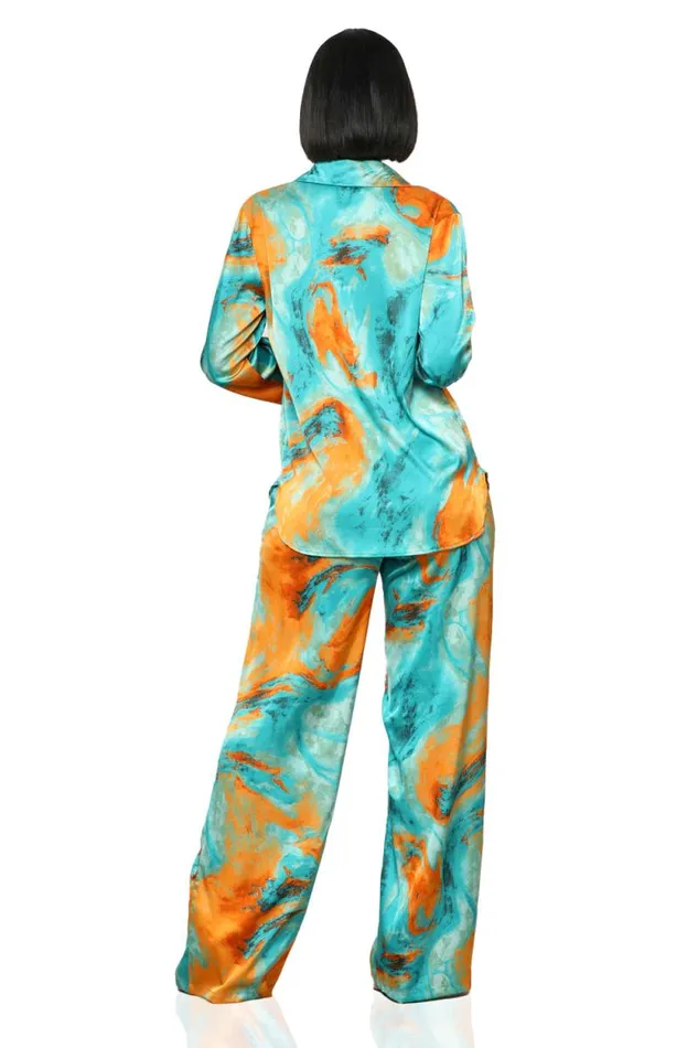 Lilly039s Kloset Sets Women Summer Skies Pants Set Blue MultiFINAL SALE