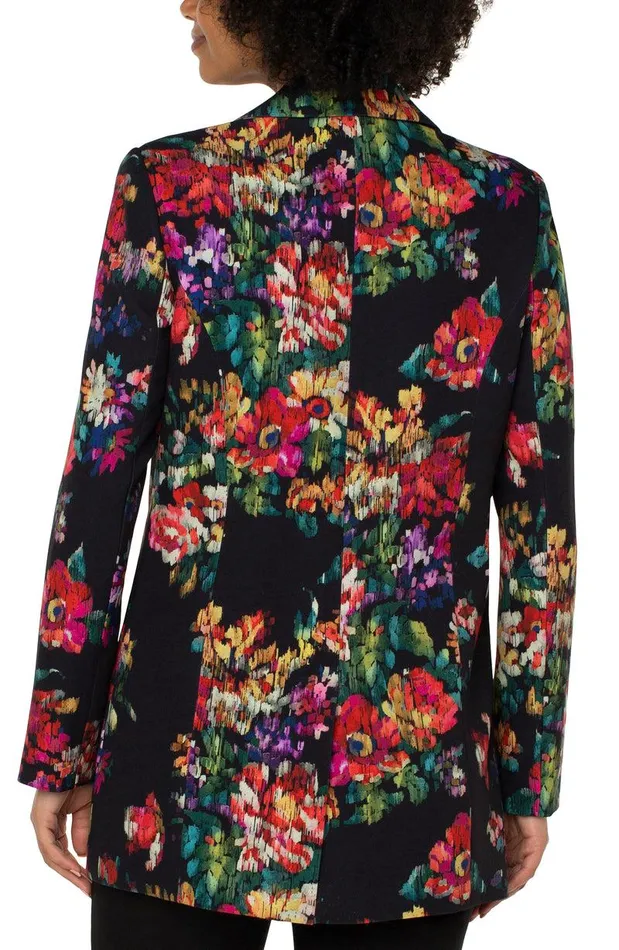 Liverpool Los Angeles BUTTON FRONT BOYFRIEND BLAZER Bouquet Floral Print Women BLAZERS