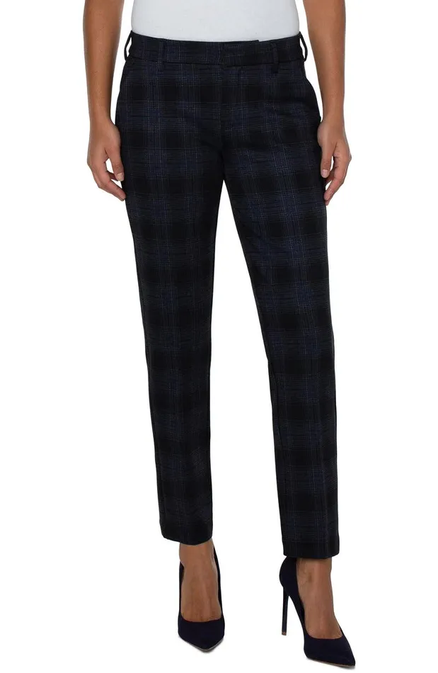 Liverpool Los Angeles KELSEY KNIT TROUSER Black Dark Slate Tartan Plaid Women TROUSERS