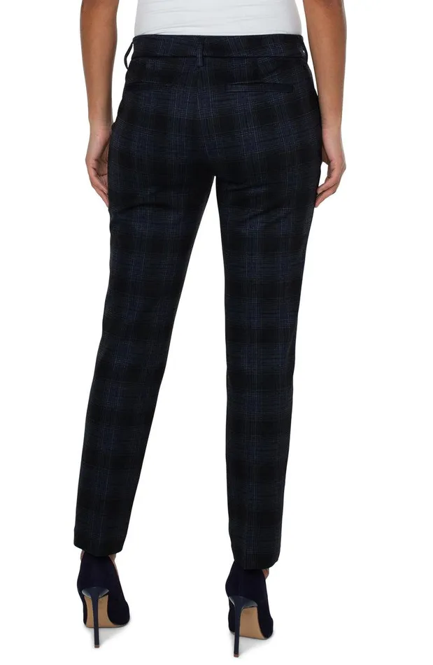 Liverpool Los Angeles KELSEY KNIT TROUSER Black Dark Slate Tartan Plaid Women TROUSERS