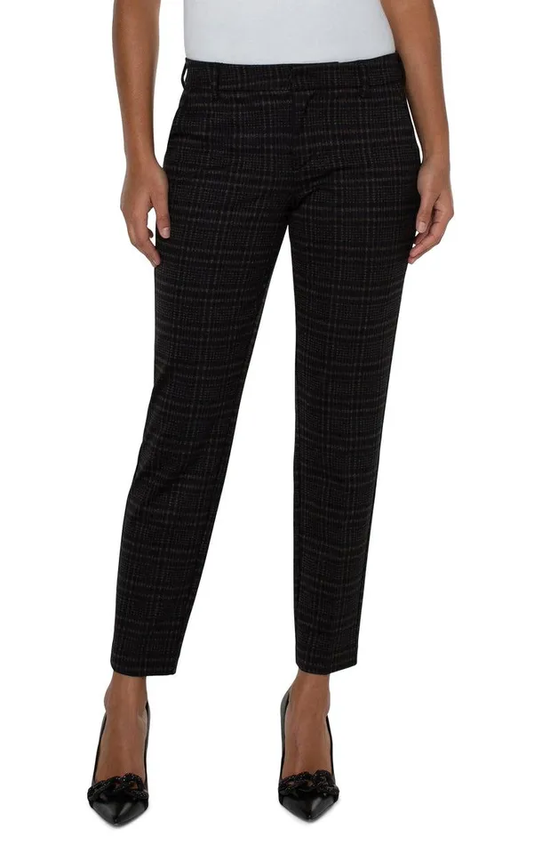 Liverpool Los Angeles KELSEY KNIT TROUSER Black Mocha Tartan Plaid Women TROUSERS