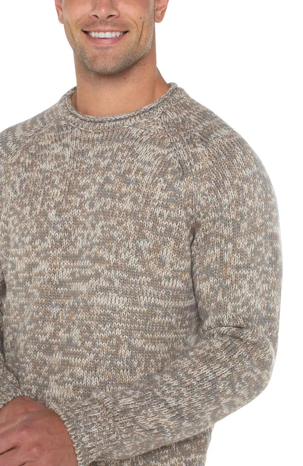 Liverpool Los Angeles ROLL NECK RAGLAN SWEATER Ivory Taupe Multi Men SWEATERS