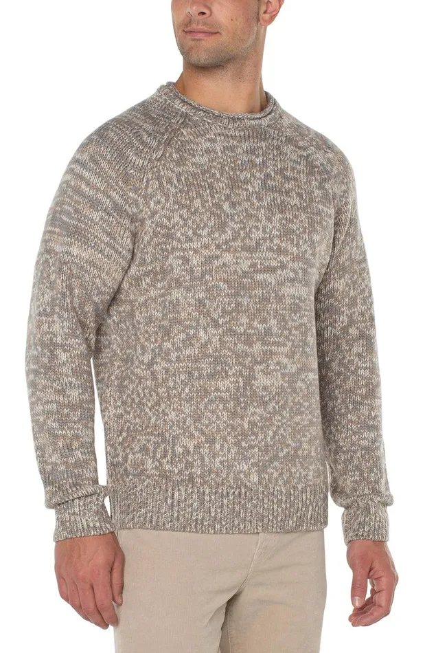 Liverpool Los Angeles ROLL NECK RAGLAN SWEATER Ivory Taupe Multi Men SWEATERS