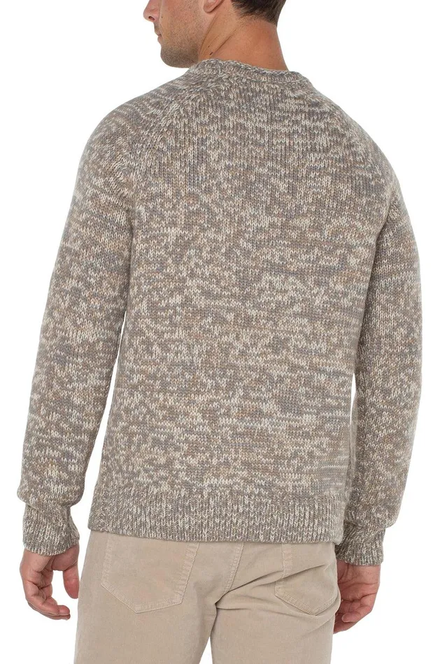 Liverpool Los Angeles ROLL NECK RAGLAN SWEATER Ivory Taupe Multi Men SWEATERS
