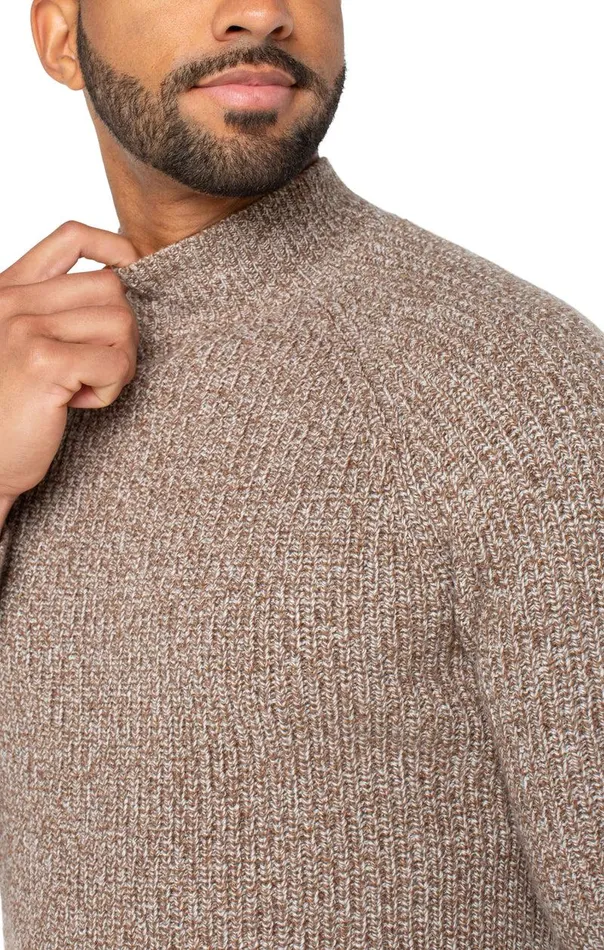 Liverpool Los Angeles SHAKER STITCH MOCK NECK SWEATER Chestnut Multi Men SWEATERS