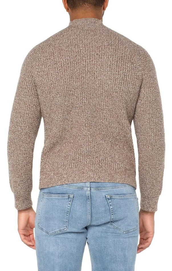 Liverpool Los Angeles SHAKER STITCH MOCK NECK SWEATER Chestnut Multi Men SWEATERS