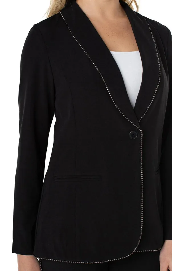 Liverpool Los Angeles SHAWL COLLAR BLAZER WITH CHAIN DETAIL Black Women BLAZERS