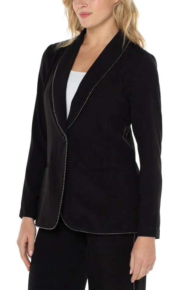 Liverpool Los Angeles SHAWL COLLAR BLAZER WITH CHAIN DETAIL Black Women BLAZERS