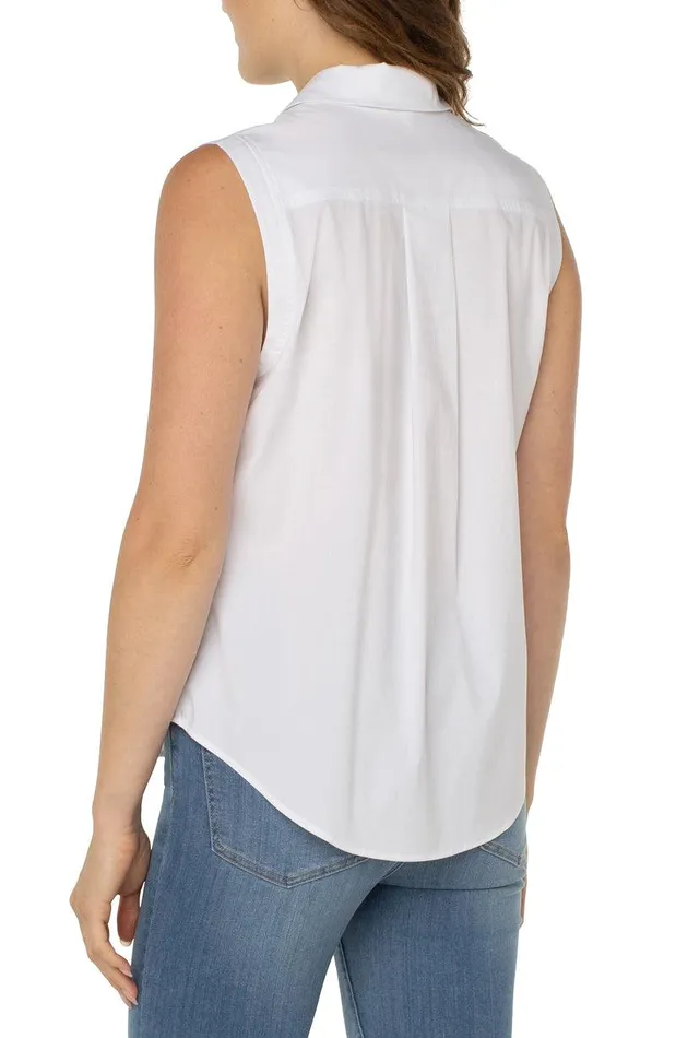 Liverpool Los Angeles SLEEVELESS BUTTON FRONT SHIRT White Women WOVEN TOPS