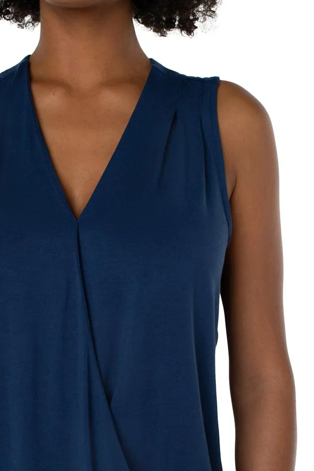 Liverpool Los Angeles SLEEVELESS VNECK DRAPE FRONT KNIT TOP Night Sky Blue Women TSHIRTS