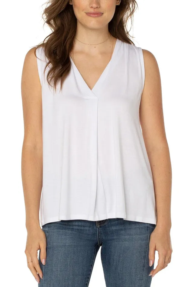 Liverpool Los Angeles SLEEVELESS VNECK KNIT TOP White Women TSHIRTS