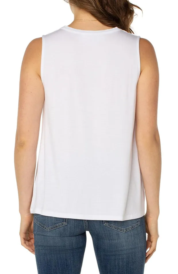 Liverpool Los Angeles SLEEVELESS VNECK KNIT TOP White Women TSHIRTS