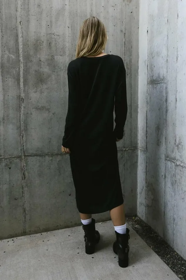 Long Sleeve TShirt Dress In Black Black Women Bohme Dresses