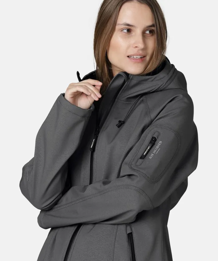 Long Soft Shell Raincoat 8211 Dark Shadow Rainwear Ilse Jacobsen Raincoats