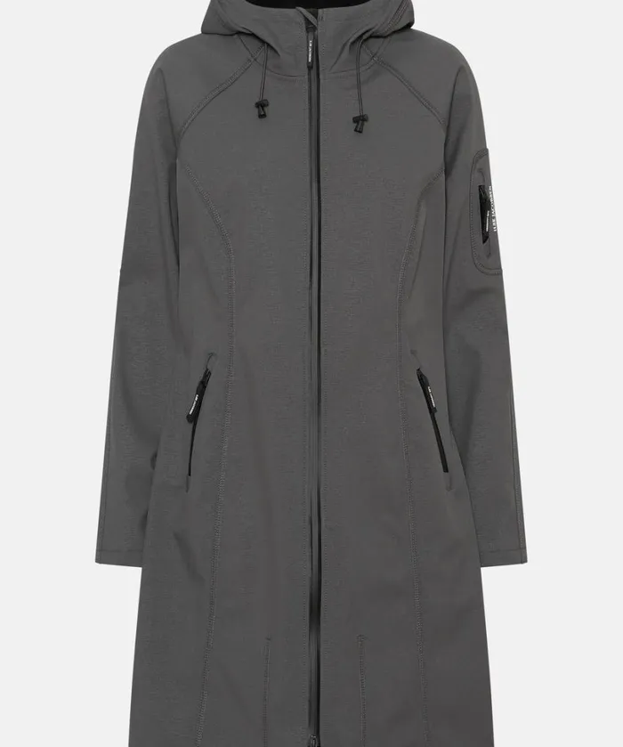 Long Soft Shell Raincoat 8211 Dark Shadow Rainwear Ilse Jacobsen Raincoats