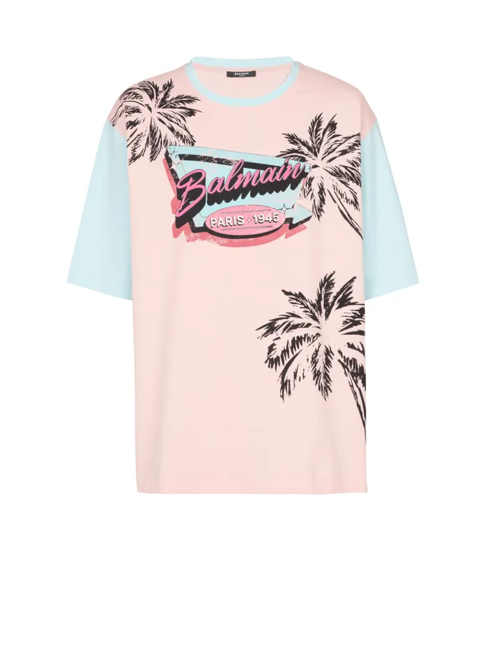 Loose Miami Printed Tshirt Multicolor Men Balmain TShirts