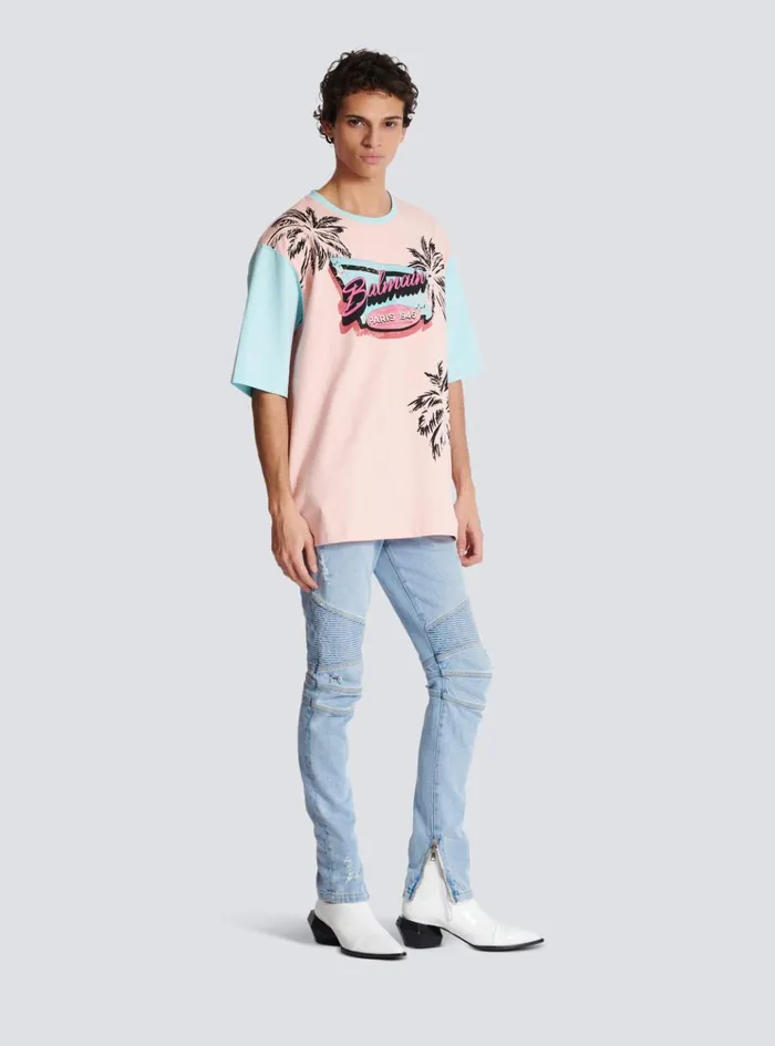 Loose Miami Printed Tshirt Multicolor Men Balmain TShirts