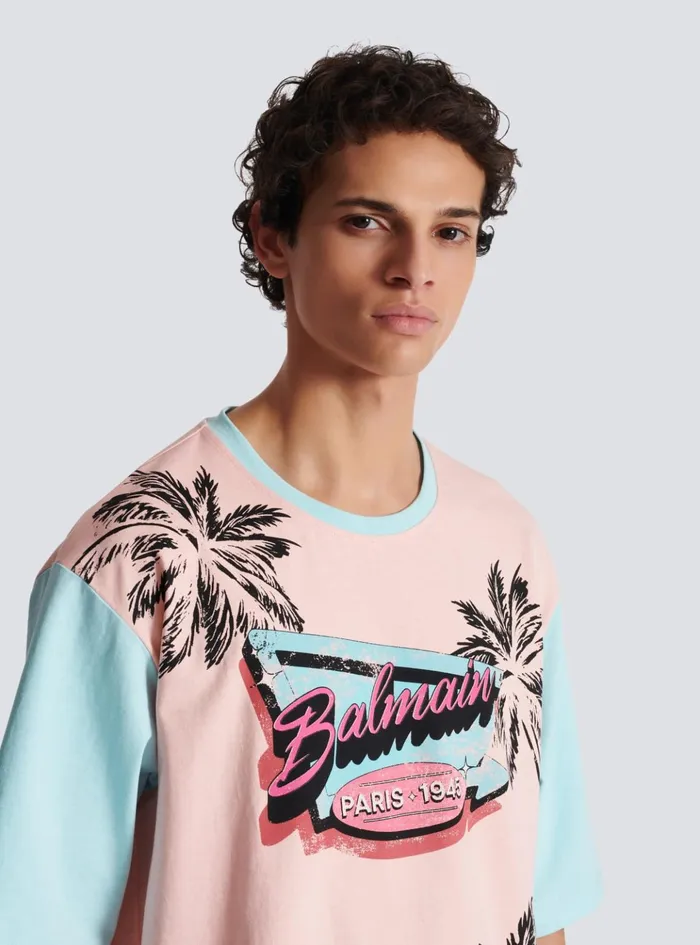 Loose Miami Printed Tshirt Multicolor Men Balmain TShirts