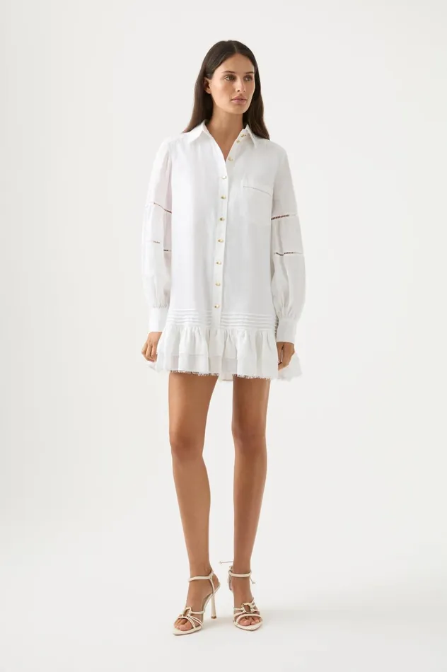 Lotus Shirt Mini Dress Ivory Women Aje Mini Dresses
