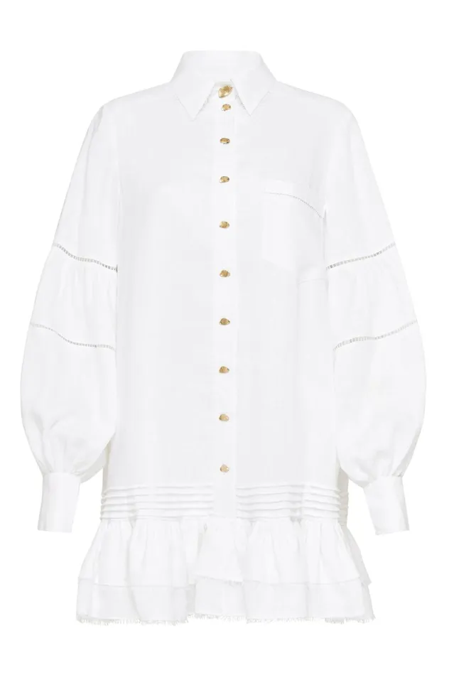 Lotus Shirt Mini Dress Ivory Women Aje Mini Dresses
