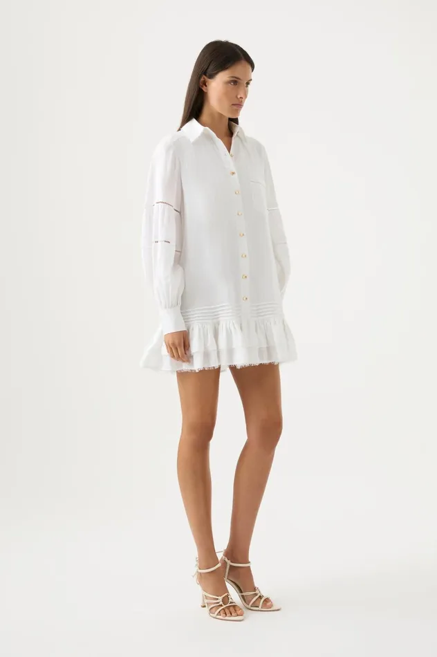 Lotus Shirt Mini Dress Ivory Women Aje Mini Dresses