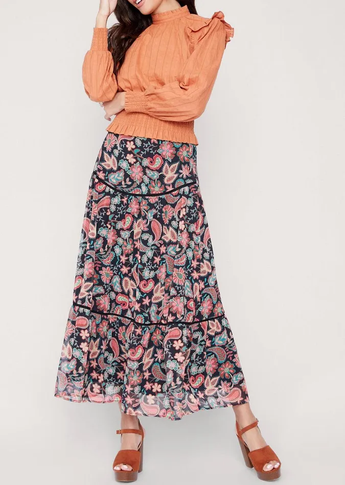 Love Story Midi Skirt Redblackfloral Women Lost Wander Skirts