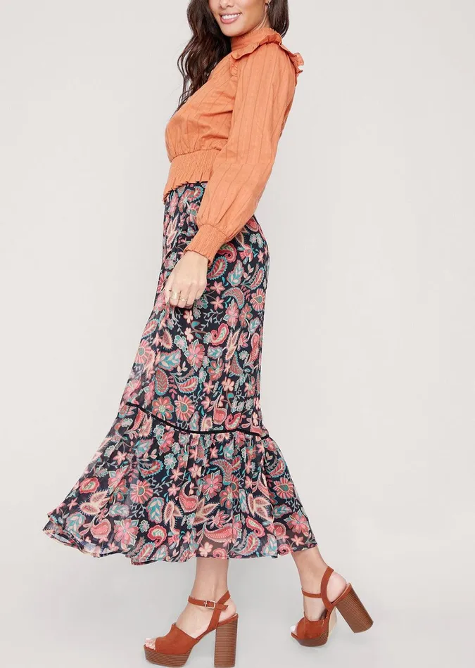 Love Story Midi Skirt Redblackfloral Women Lost Wander Skirts