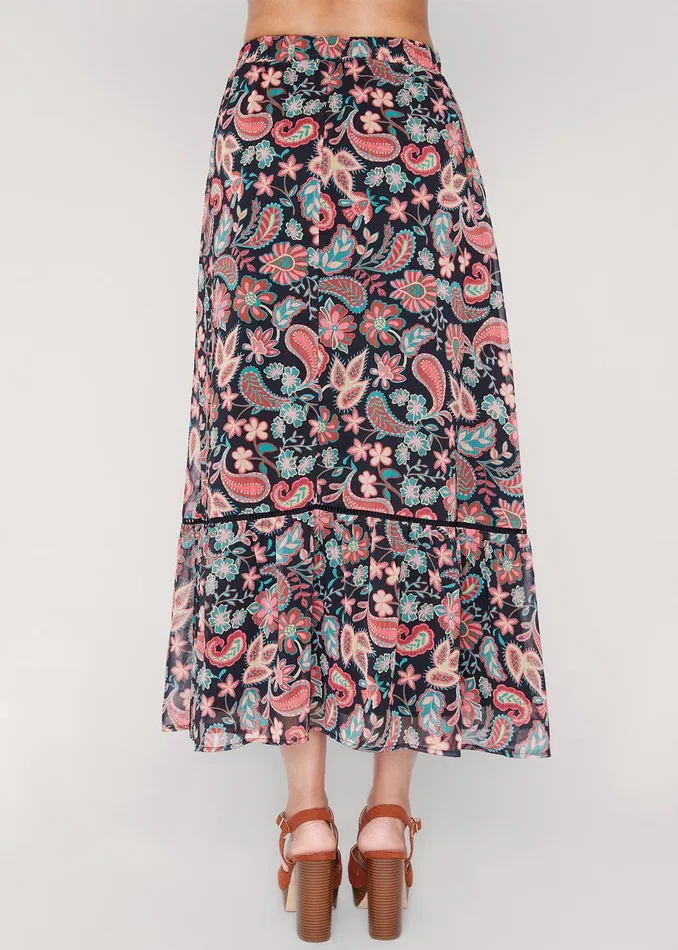 Love Story Midi Skirt Redblackfloral Women Lost Wander Skirts