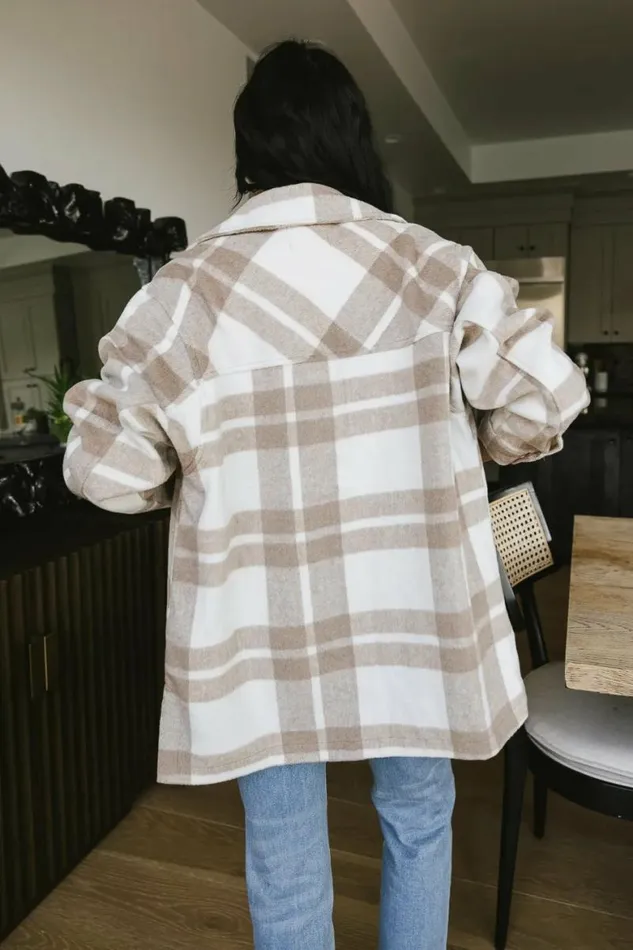 Madeline Plaid Shacket In Taupe Taupe Women Bohme Outerwear