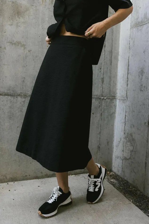 Mallory Textured Skirt In Black Black Women Bohme Skirts