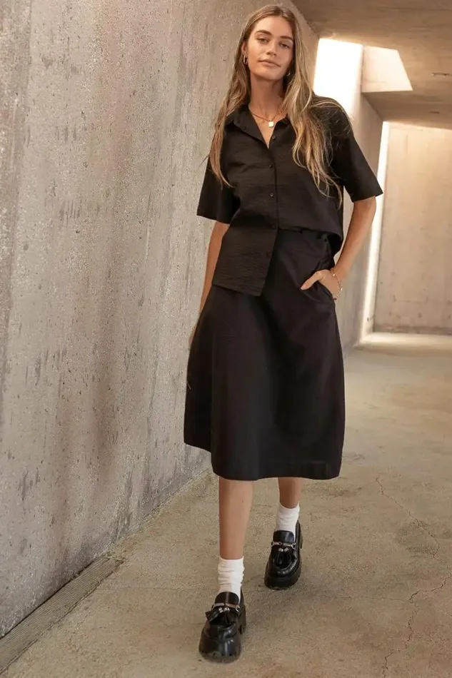 Mallory Textured Skirt In Black Black Women Bohme Skirts