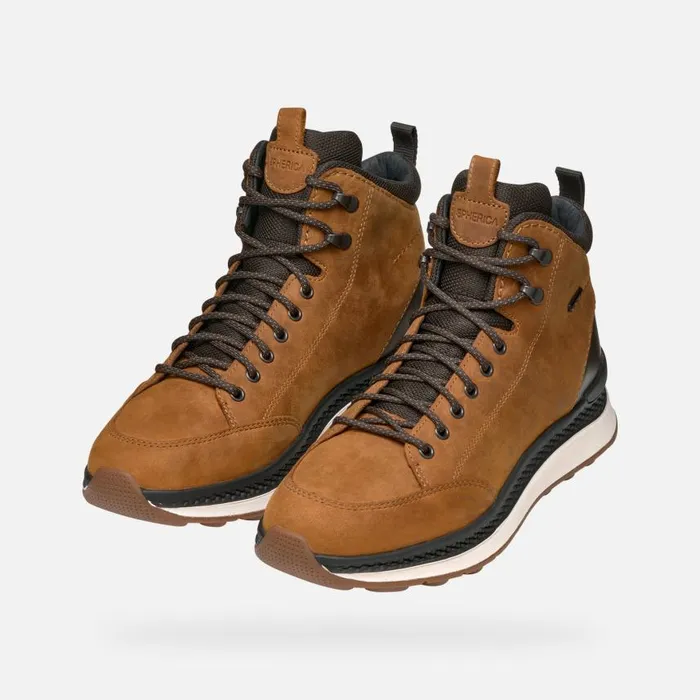 Man Geox Ankle Boots SPHERICA ACTIF X2 ABX MAN OchreDark Coffee Mid Calf Boots Ochredark Coffee