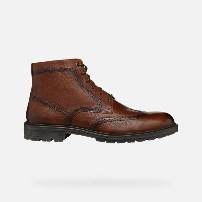 Man Geox Ankle Boots WALK PLEASURE C MAN Light Brown Ankle Boots With Laces Light Brown