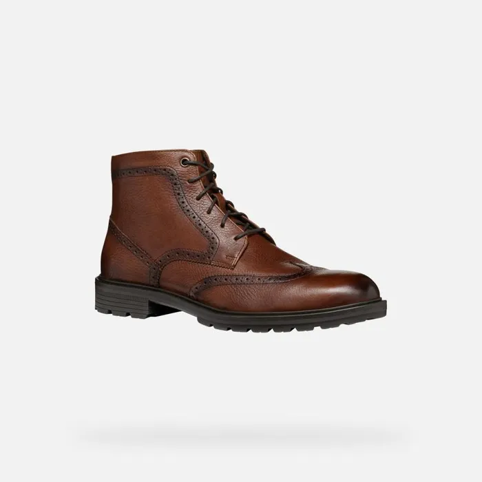 Man Geox Ankle Boots WALK PLEASURE C MAN Light Brown Ankle Boots With Laces Light Brown