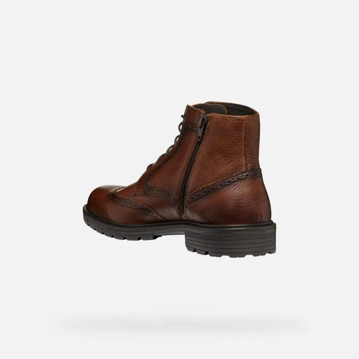 Man Geox Ankle Boots WALK PLEASURE C MAN Light Brown Ankle Boots With Laces Light Brown
