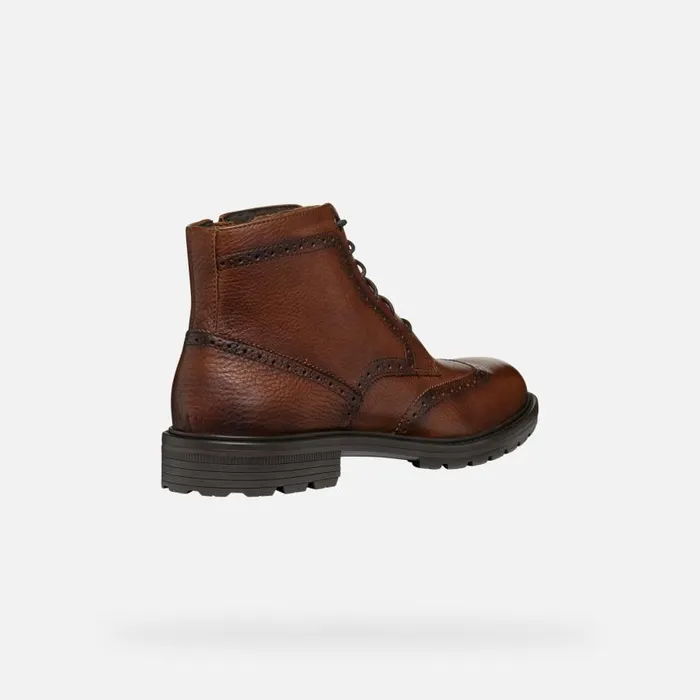 Man Geox Ankle Boots WALK PLEASURE C MAN Light Brown Ankle Boots With Laces Light Brown