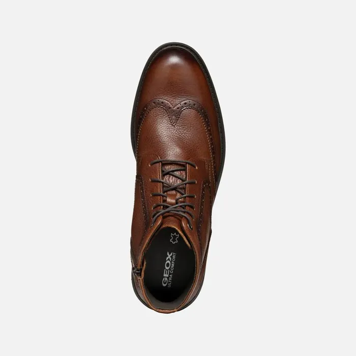 Man Geox Ankle Boots WALK PLEASURE C MAN Light Brown Ankle Boots With Laces Light Brown