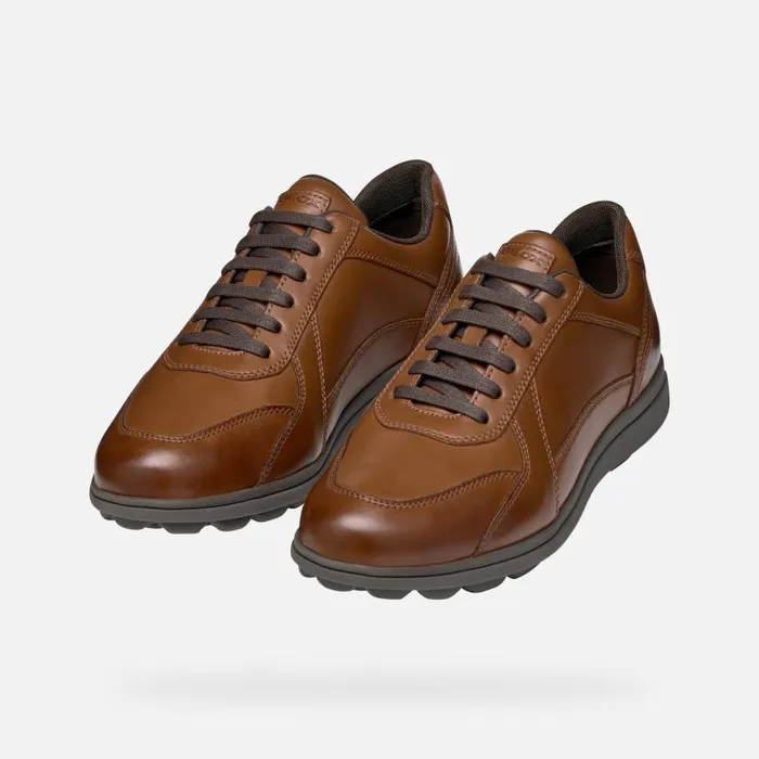 Man Geox Casual Shoes SPHERICA EC12 Men039s Cognac Leather Sneakers Geox Cognac