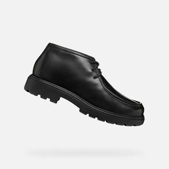 Man Geox Casual Shoes SPHERICA EC7 MAN Black Leather Shoes Black