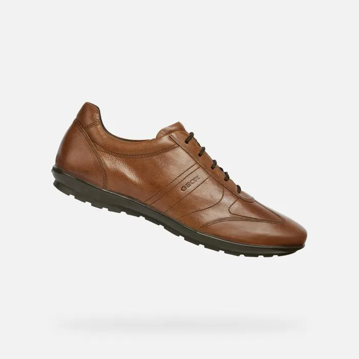 Man Geox Casual Shoes SYMBOL Men039s Browncotto Leather Shoes Geox Brown Cotto