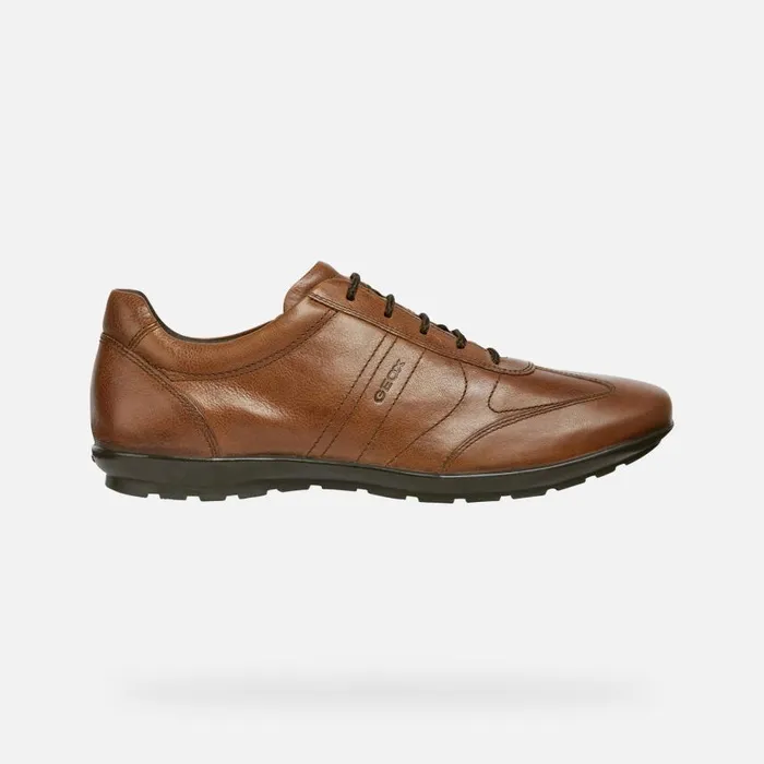 Man Geox Casual Shoes SYMBOL Men039s Browncotto Leather Shoes Geox Brown Cotto